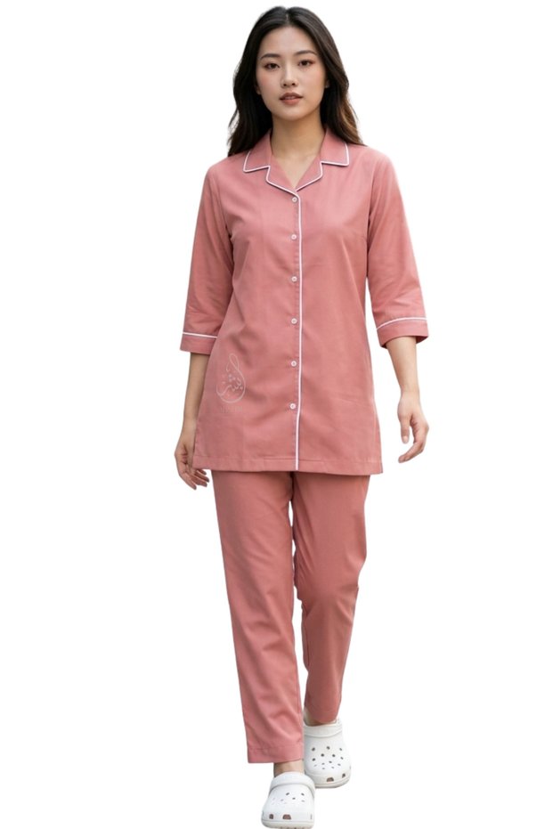 Housemaid Uniform Set/Khadama/Maid Uniform/Baby sitter/3/4 Sleeve Top and Full-Length Trousers COTTON