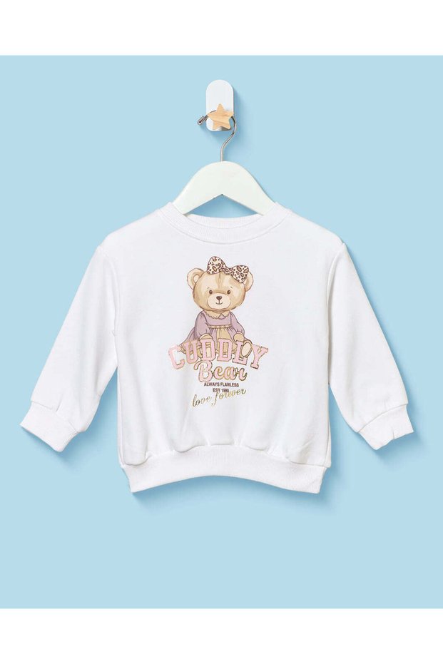 Infant Girls White Teddy Sweatshirt
