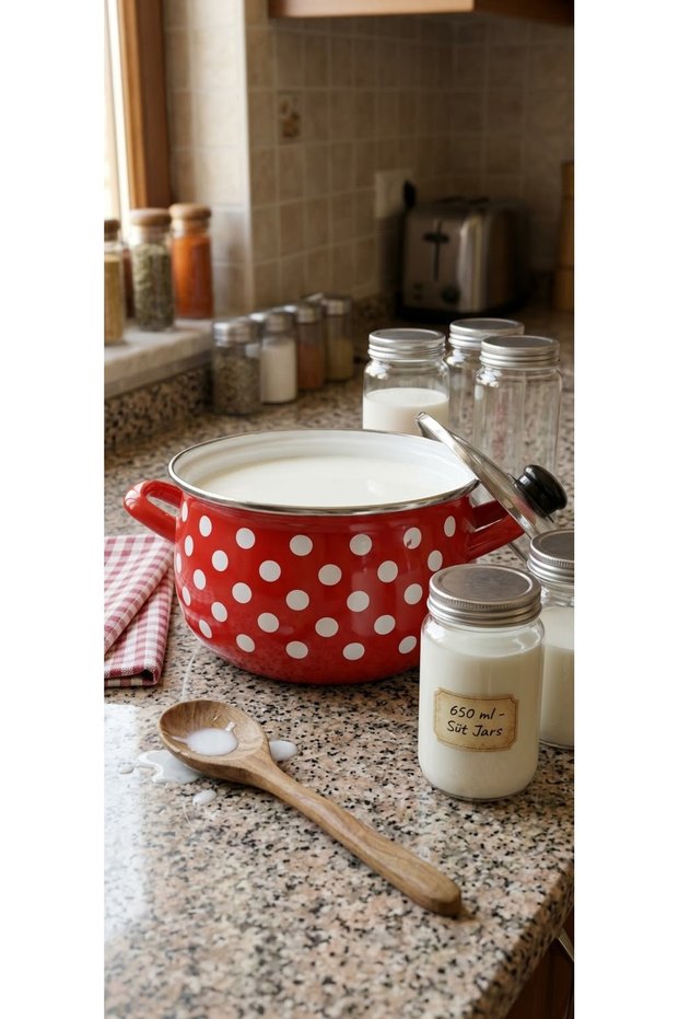 20 cm Red Polka Dot Enamel Pot