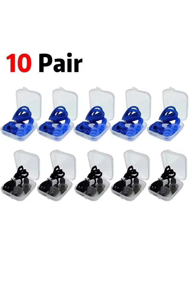 10 Pair Mixed 02 Corded Ear Plugs Reusable Silicone Earplugs with String Banded Earbuds for Sleeping