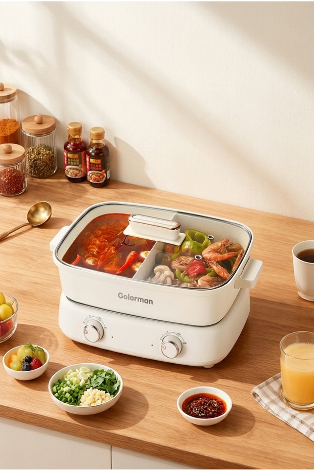 5L Large Electric Cooking Pot Multifunctional Stir-fry Hot Pot Grill And Cooker