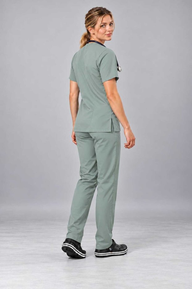 (E-Flex) Lemon Mold Resistant Lycra Women's Iron-Free Fake Sleeve Nurse and Doctor Uniform Set Scrubs Hospital Uniform