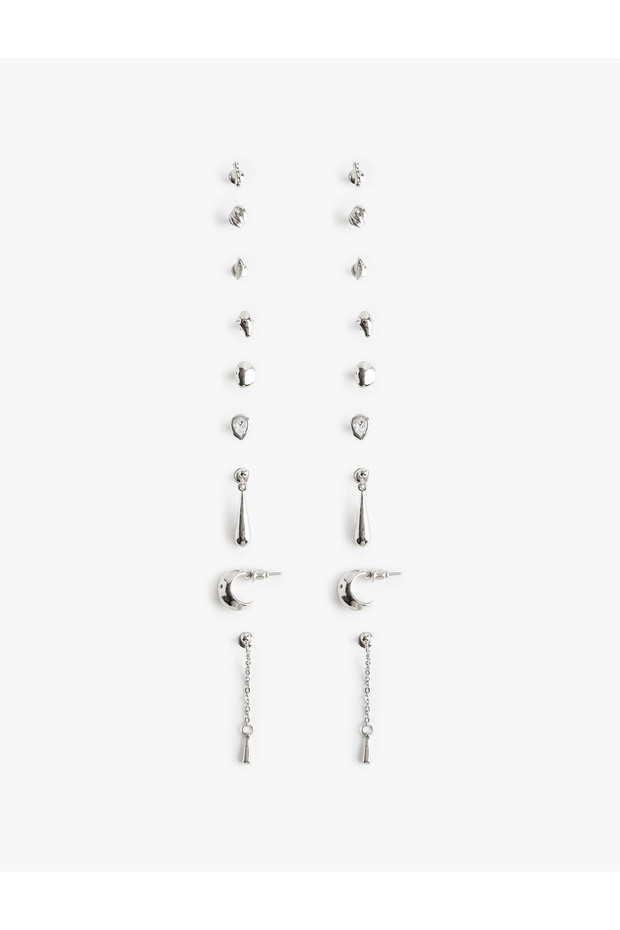 Stone-Encrusted 9-Piece Earring Set