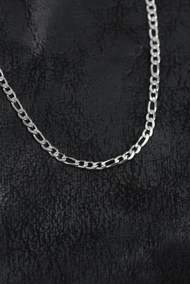 316L Steel Silver Color Thin Figaro Chain Model Men's Necklace