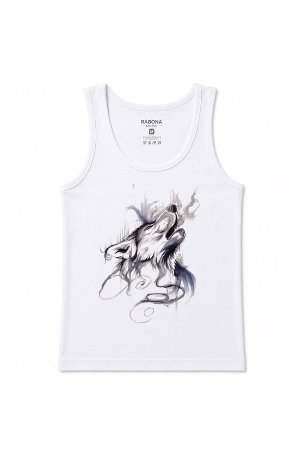 Spirit of the Wolf – Mystical Howling Wolf Abstract Art Graphic Tank Top