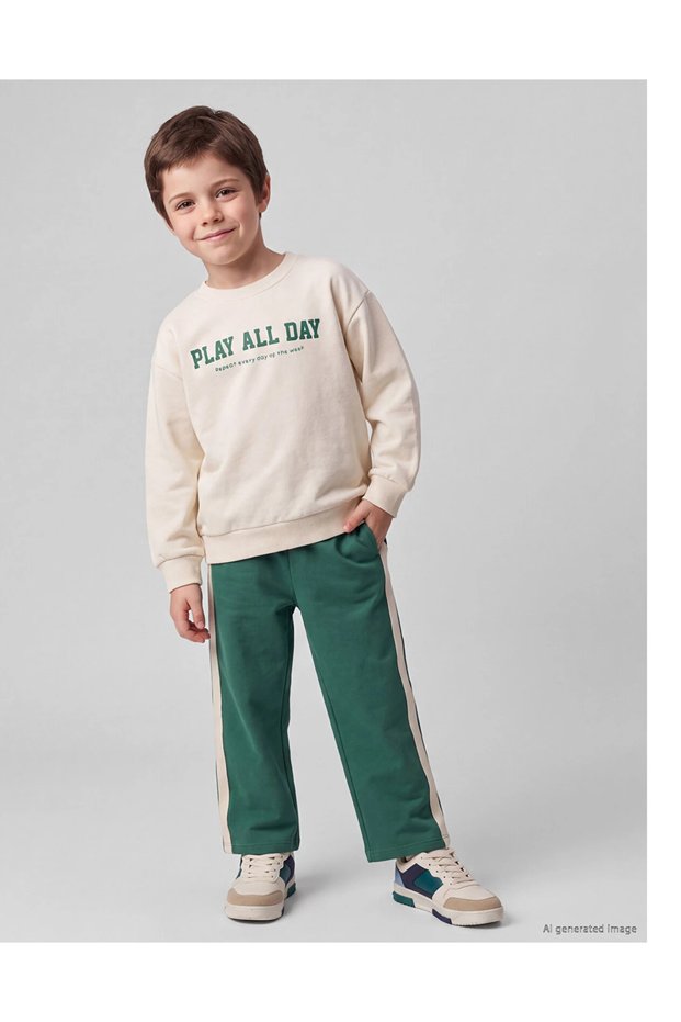 Lcw Kids Beige Printed Boys' Tracksuit Set