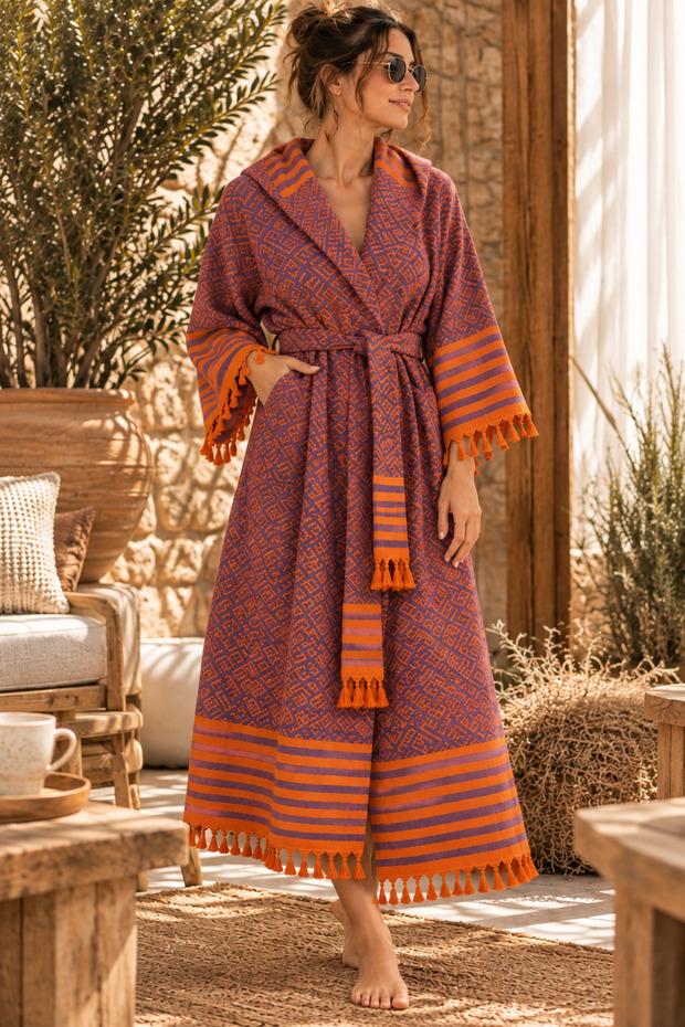 Kora 100% Cotton Peshtemal Bathrobe & Morning Gown