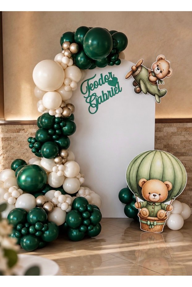 Retrowhite Dark Green Chrome Balloon Chain Set of 100