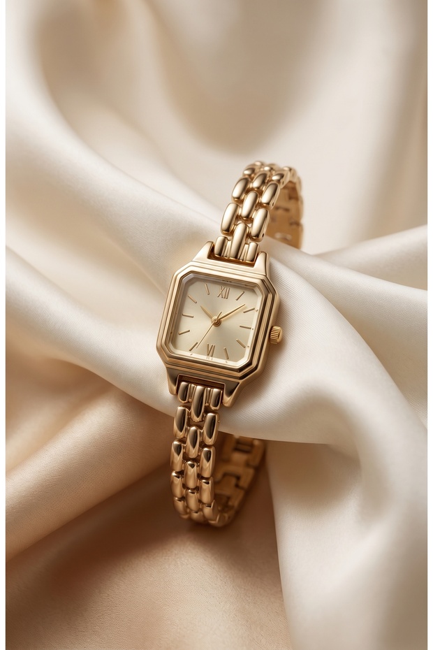Women's Steel Watch Gold Color Vintage Square Case Roman Numerals Classic Luxury Stylish Elegant Women's Wristwatch | Limited Edition 2027