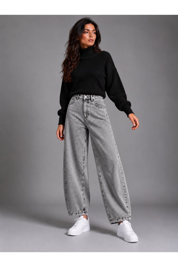 Kar Black Side Paneled Piece Baggy Jeans
