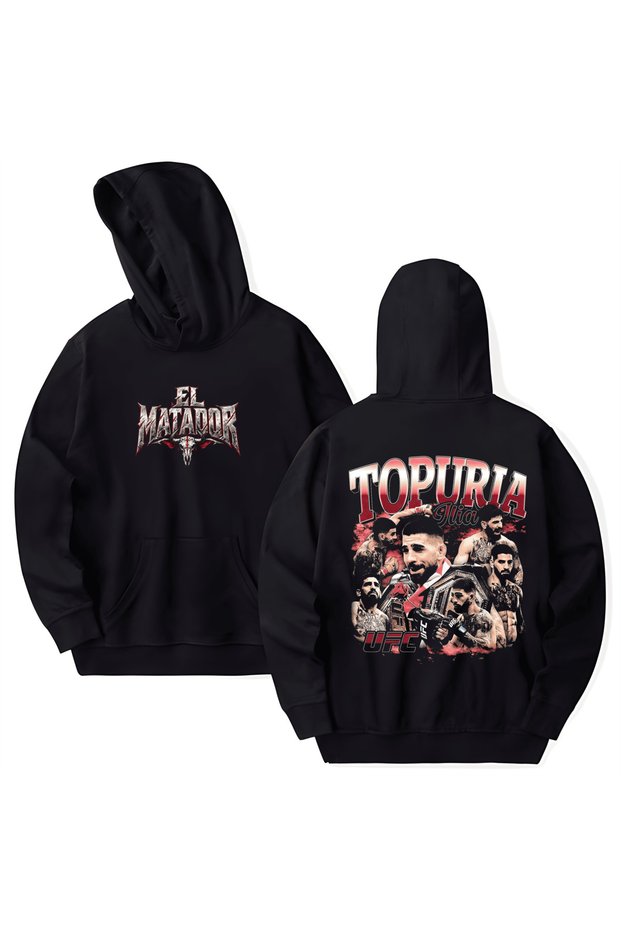 Ilia Topuria Printed Cotton Long Sleeve 3 Thread Hooded Sweatshirt