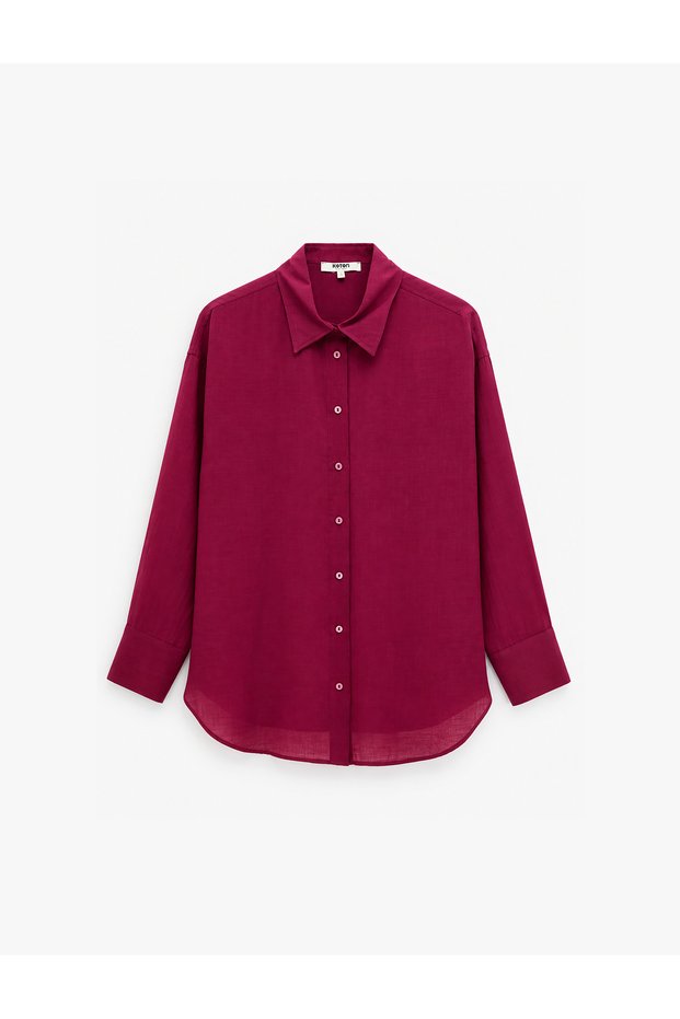 Buttoned Long Sleeve Classic Collar Shirt