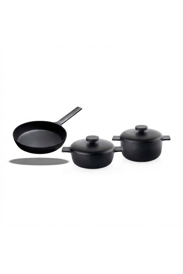 Cast Pro 24 cm Cast Iron Pot - Pot - Pan Set - Black Induction Base
