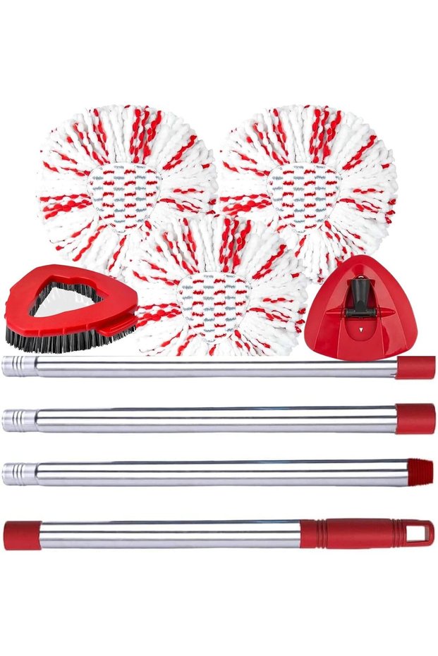 عبوة إعادة تعبئة Deep Clean 3 المطورة مع قاعدة مقبض وفرشاة تنظيف متوافقة مع Vileda Easy Wring/O Cedar
