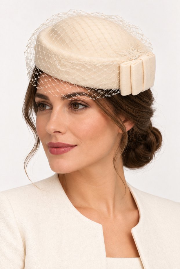 Women's Bowknot Mesh Detailed Pillbox Hat – Wedding and Event Hat