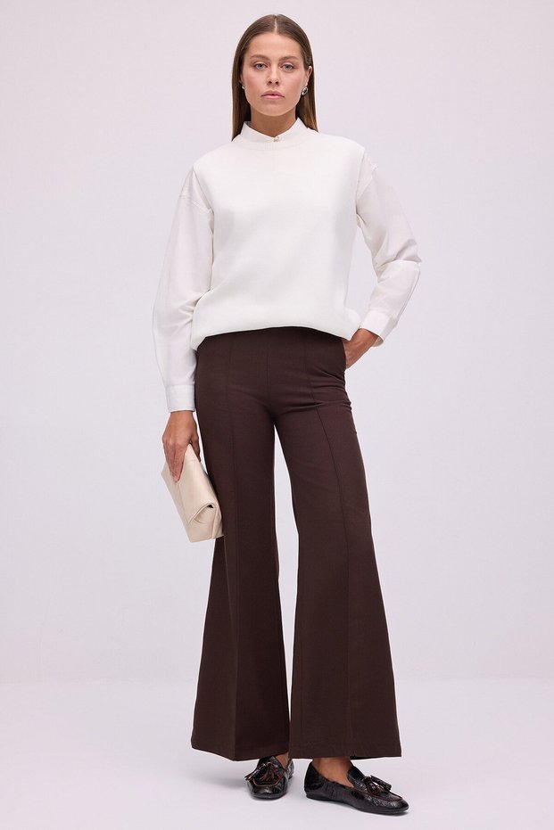 High Waist Ribbed Wide-Leg Pants