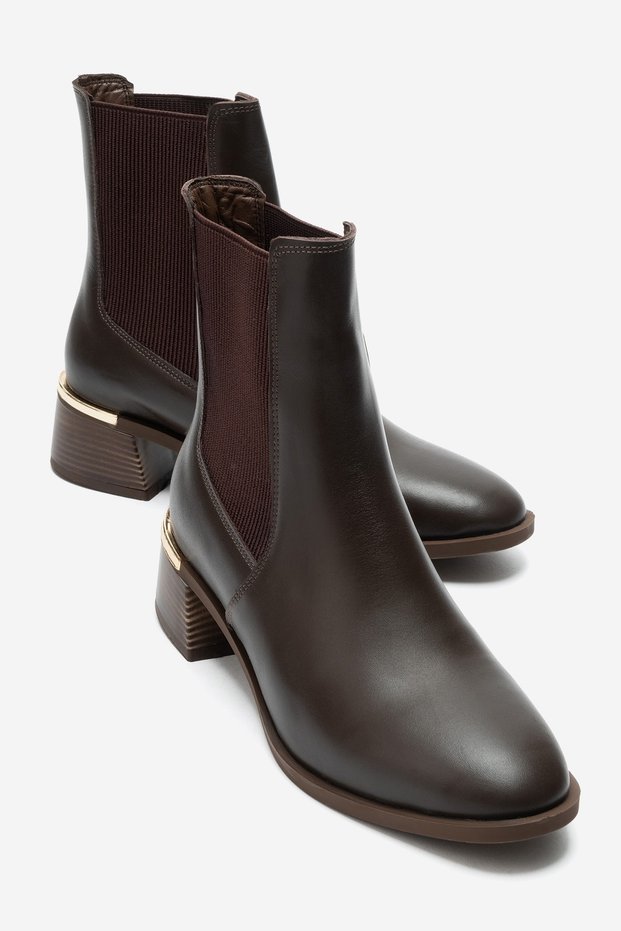 Nei̇va Brown Brown Skin Genuine Leather Women's Chelsea Boots