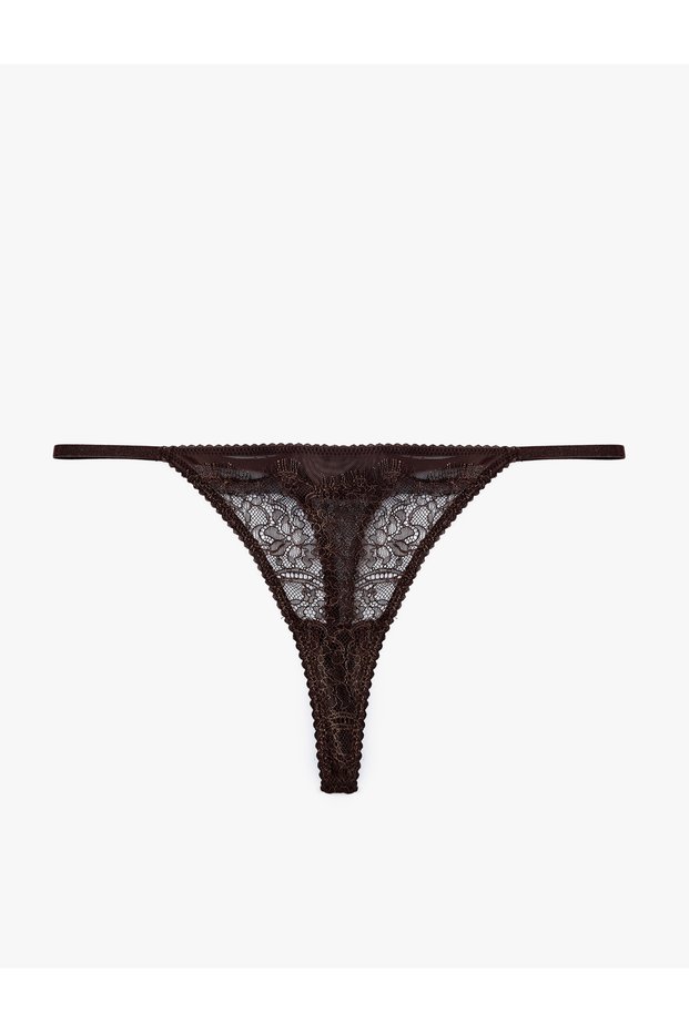 Rahat Kalıp Çiçekli Dantelli String Külot