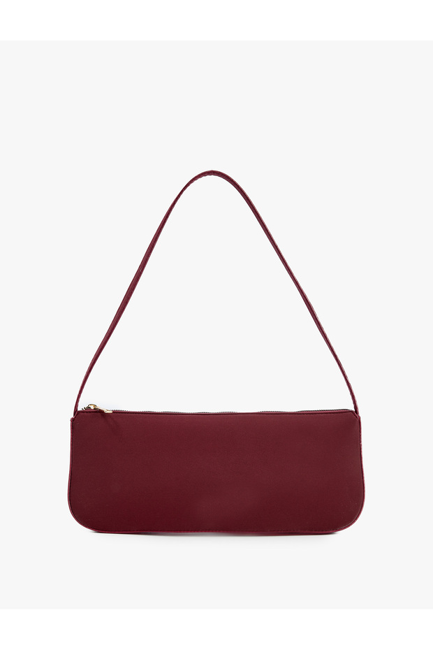 Zippered Long Strap Faux Leather Shoulder Bag