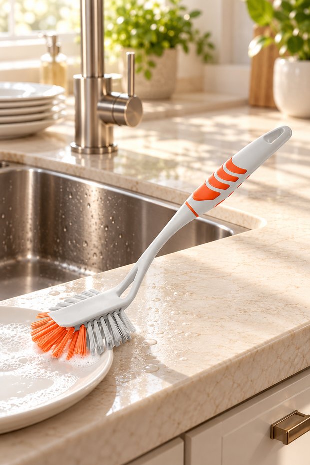 Softon Luxury Handle Dish Brush & Cleaning Brush for Plates, Pots, and Kitchen (Scented Handle)