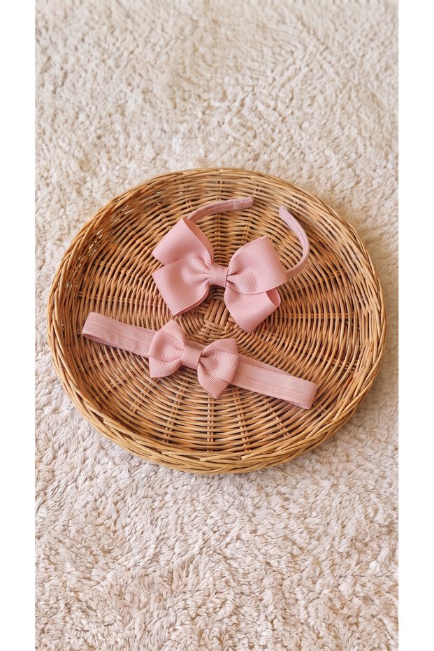 Mother-Baby Matching Bow Crown and Baby Bandana Set – Mother-Daughter Matching Hair Accessory, Bow Crown and Baby Headband