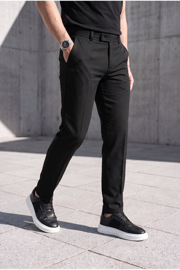 Easy-Iron Slim Fit Lycra Fabric Trousers