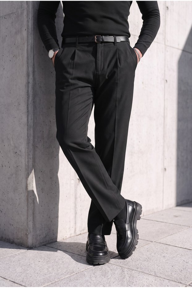 Baggy/Relax Fit Fabric Trousers