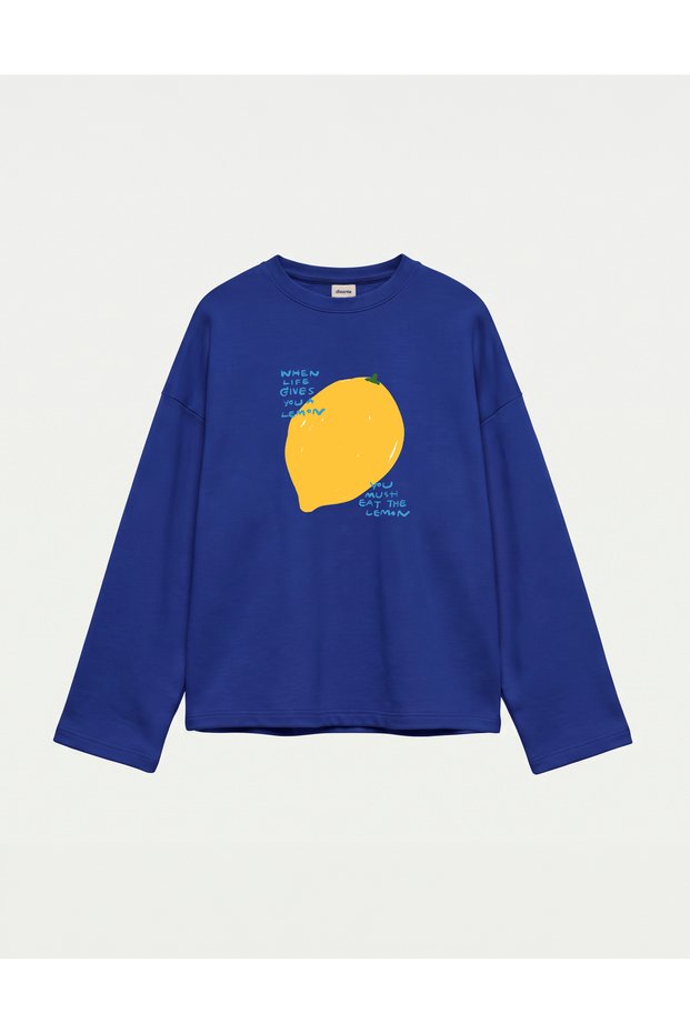 Oversize 100% Cotton 3 Thread Sweatshirt - Eat the Lemon