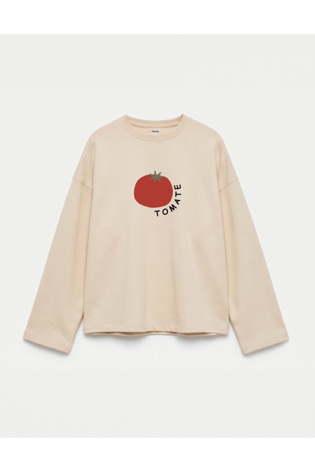 Oversize 100% Cotton 3 Thread Sweatshirt - Tomato