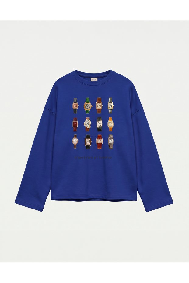 Oversize 100% Cotton 3 Thread Sweatshirt - Vintage Watches