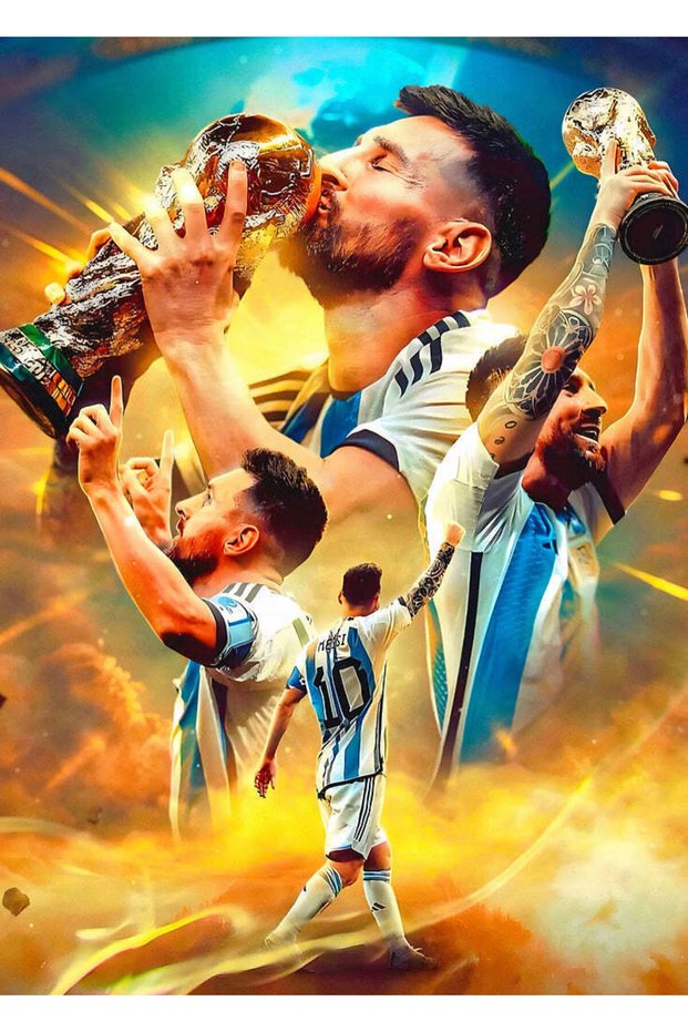 Messi World Cup Champion Metal Poster - Wall Art Print, Magnetic Mounting