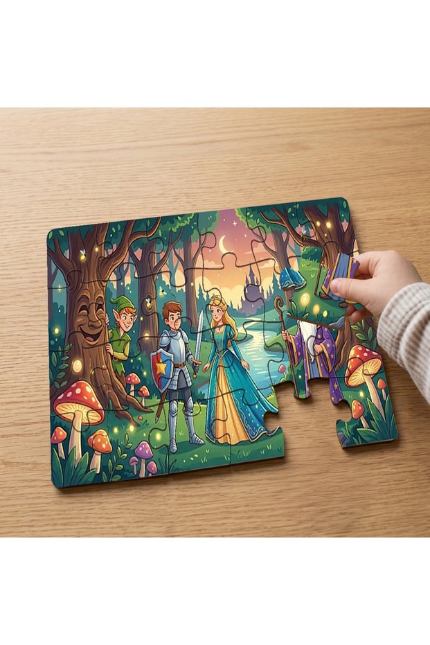 24 Piece Wooden Children's Puzzle with Fairytale Forest Design
