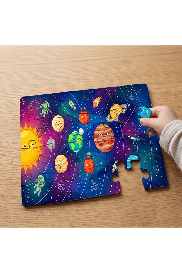 24 Piece Wooden Children's Puzzle with Solar System Design