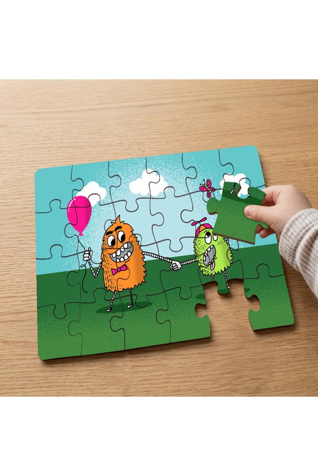 24 Piece Wooden Children's Puzzle with Tiny Monsters Design