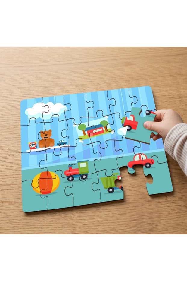 Children's Room - 24 Piece Wooden Children's Puzzle with Vehicle Design