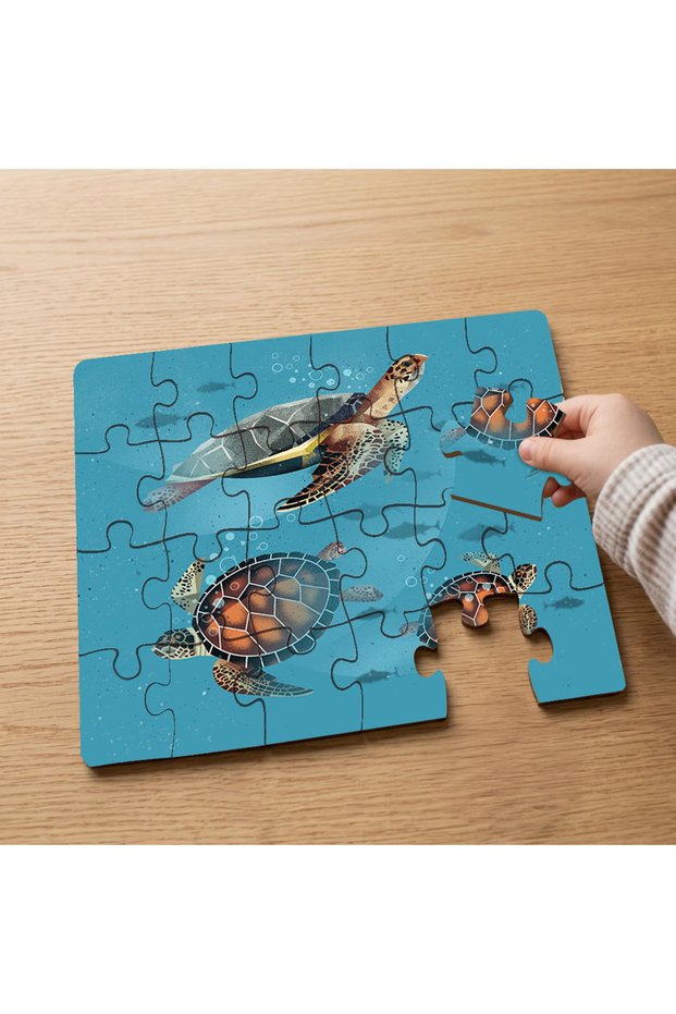 24 Piece Wooden Children's Puzzle with Sea Turtles Design