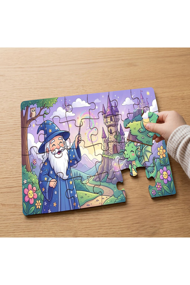 Magic Castle - 24 Piece Wooden Children's Puzzle with Cute Wizard Design