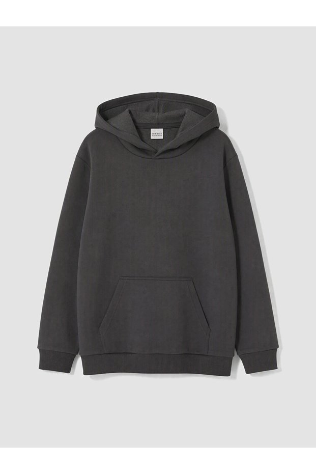 Anthracite Hooded Boys' Thick Sweatshirt