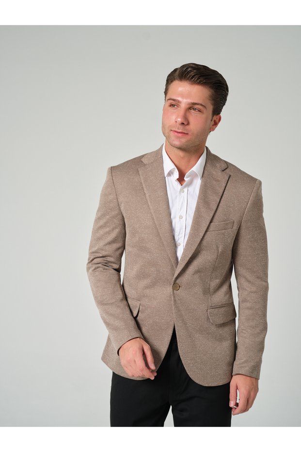 Men's Slim Fit Blazer Jacket Beige Gray