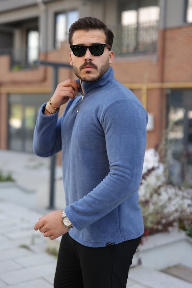 Men's Zip Collar Fleece with Elastic Waist