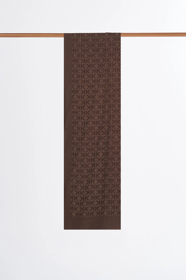 Logo Patterned Modal Shawl Espresso
