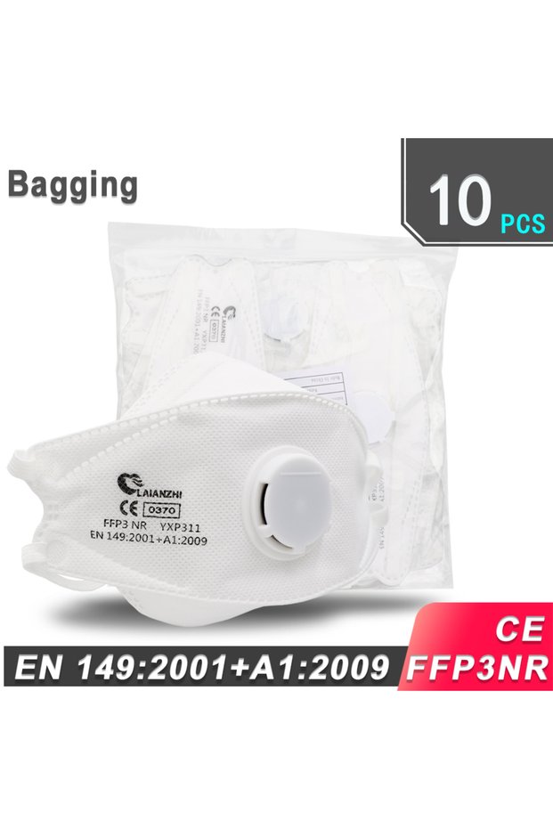 Bagging(10pcs) LAIANZHI FFP3 CE Face mask Air valve protective masks pm2.5 masks harmful hygiene mas