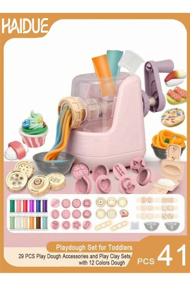 Playdough Set for Toddlers, Playdough Tools, Playdough Noodle Toy with 29 PCS Play Dough Accessories and Play Clay Sets with 12 Colors Dough for Boys and Girls Birthday Gift