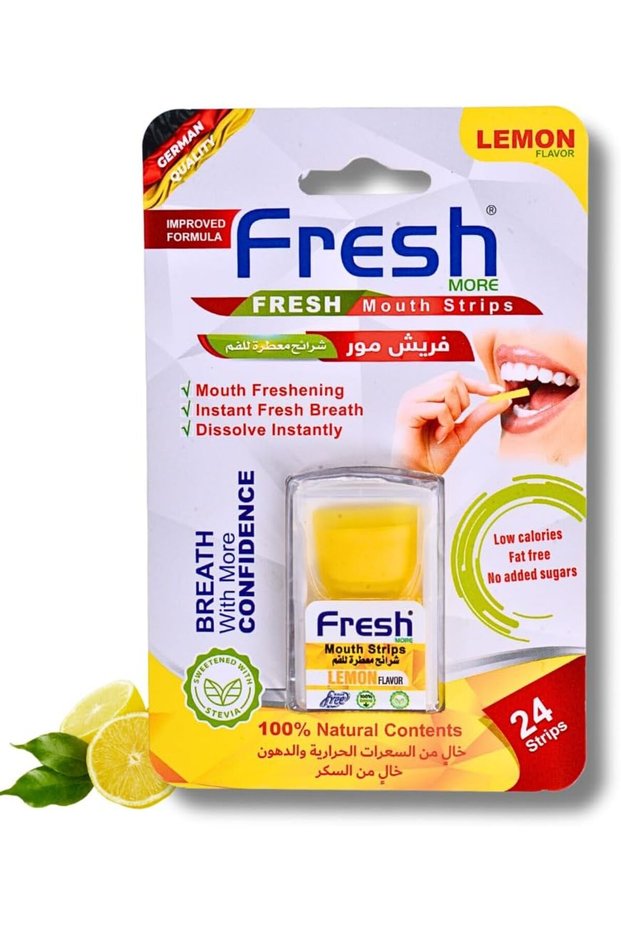 Fresh More Breath Strips, All Natural Breath Freshener, Made in UAE Sugar-Free, Fast-Dissolving Oral Strips for Bad Breath, Portable for Travel, Meetings, Lemon Flavor