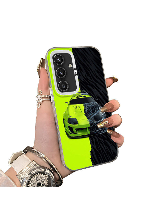 Samsung Galaxy S25 Compatible Silicone Edge Hard Back Case Lamborghini Patterned Couple Phone Case