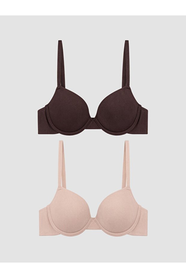 Rmz Gi̇yi̇m Farkiyla Underwire Non-Padded T-Shirt Bra 2-Pack
