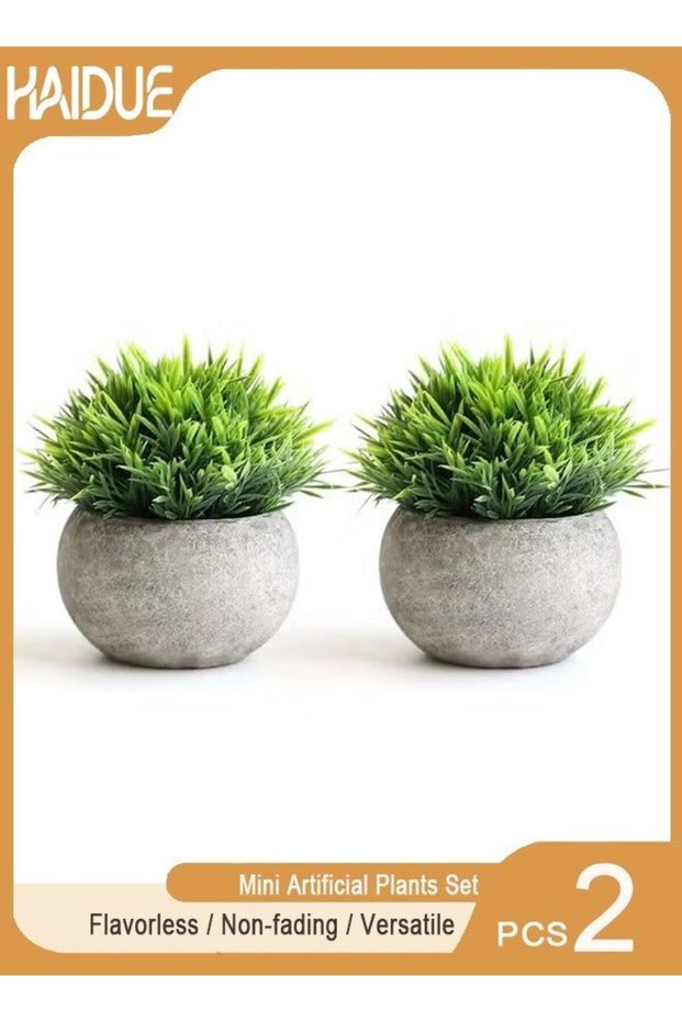 Mini Artificial Plants Set 2 Pcs Small Fake Plants for Office Kitchen Bathroom Bedroom Mantle Shelf Living Room Faux Plants in Pots Modern Farmhouse Plants Home Decor