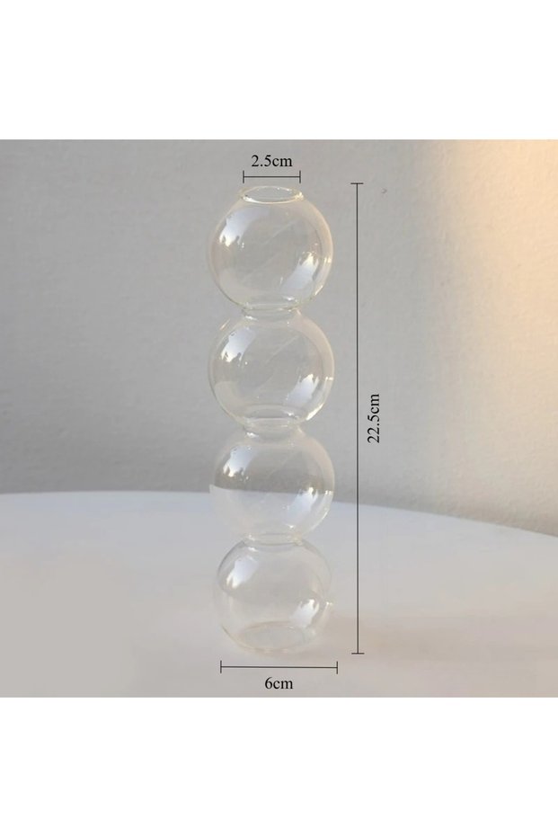 Transparent-L Nordic Colorful Glass Vase Hydroponic Flower Plant Arrangement Bubble Vase Creative Ho