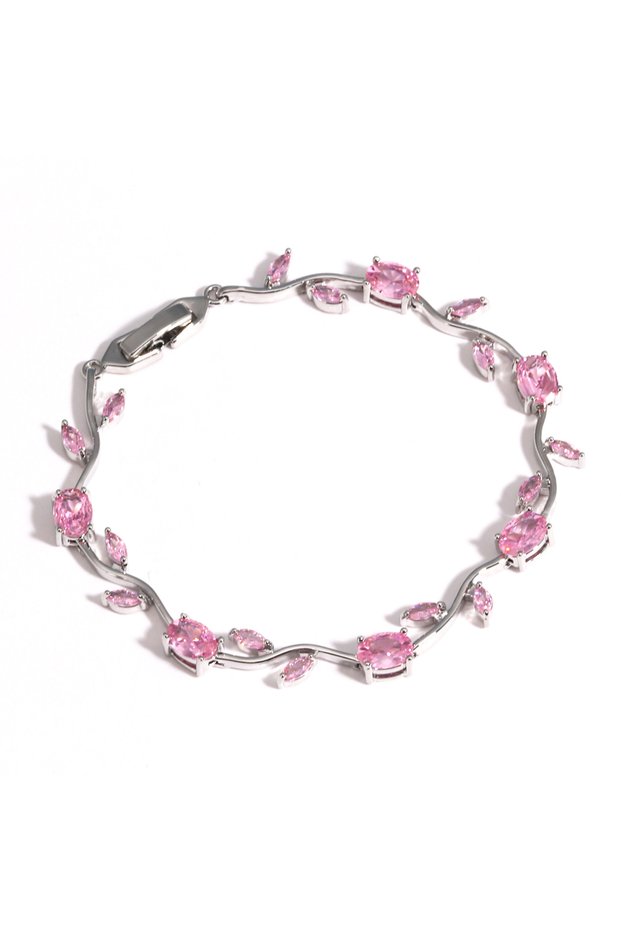 pink silver Luxury 16 Colors Sparkling Leaf Cubic Zirconia Branch Gold Silver Color CZ Crystal Brace