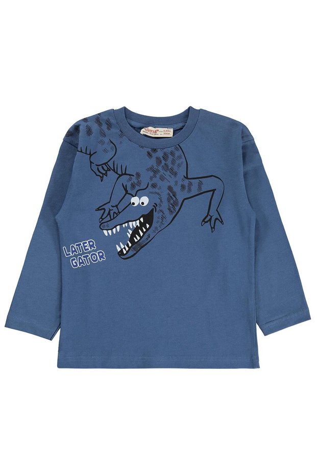 Crocodile Printed Sweatshirt for Ages 2-7 - Blue